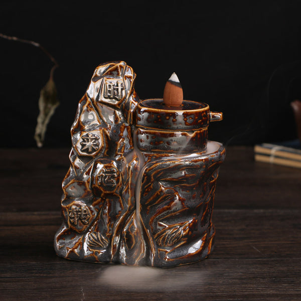 Backflow incense burner, ceramic plate incense incense incense, immediate success antique rust glaze ornament incense burner - Toy Collection