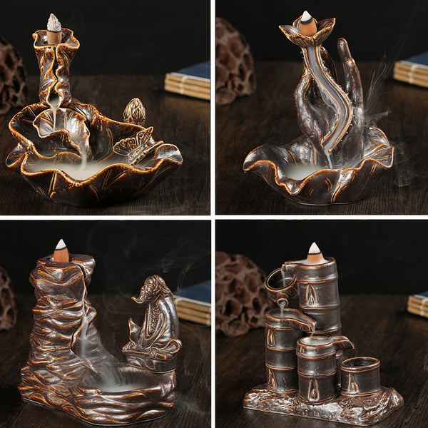 Ceramic backflow incense burner, incense burner, bergamot craft ceramic decoration, a variety of spot originals - Toy Collection