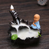 Ceramic backflow incense burner, small monk aromatherapy burner line incense burner, black antique incense burner backflow original - Toy Collection