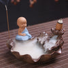 Ceramic backflow incense burner, small monk aromatherapy burner line incense burner, black antique incense burner backflow original - Toy Collection