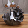 Ceramic backflow sandalwood burner tower, creative large lotus leaf Tathagata ornament, smoke backflow incense burner incense insert - Toy Collection