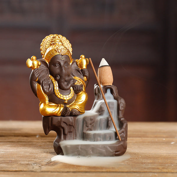 Purple sand backflow incense burner, creative South East Asia style Baoxiang Mountain hookah backflow aromatherapy burner home decoration - Toy Collection