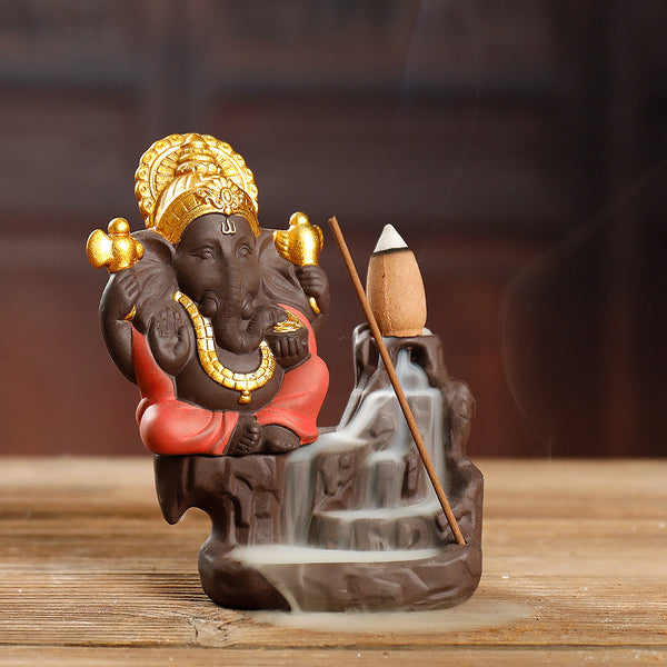 Purple sand backflow incense burner, creative South East Asia style Baoxiang Mountain hookah backflow aromatherapy burner home decoration - Toy Collection