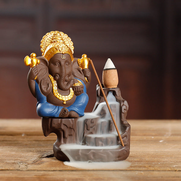 Purple sand backflow incense burner, creative South East Asia style Baoxiang Mountain hookah backflow aromatherapy burner home decoration - Toy Collection