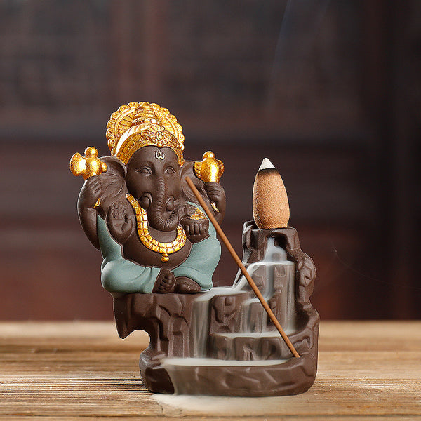 Purple sand backflow incense burner, creative South East Asia style Baoxiang Mountain hookah backflow aromatherapy burner home decoration - Toy Collection