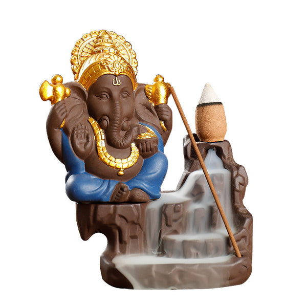 Purple sand backflow incense burner, creative South East Asia style Baoxiang Mountain hookah backflow aromatherapy burner home decoration - Toy Collection