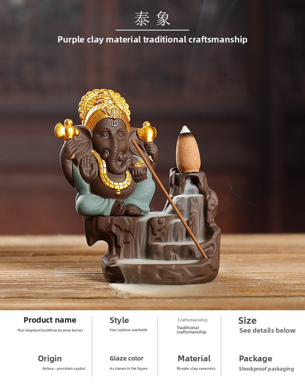Purple sand backflow incense burner, creative South East Asia style Baoxiang Mountain hookah backflow aromatherapy burner home decoration - Toy Collection