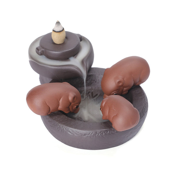 Purple sand backflow aromatherapy burner, creativity comes and goes, graphite piglet backflow sandalwood tower incense backflow incense burner - Toy Collection