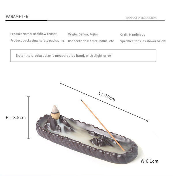 Ceramic backflow aromatherapy burner, creative alpine and waterfall backflow incense burner three-purpose incense burner home ornament - Toy Collection