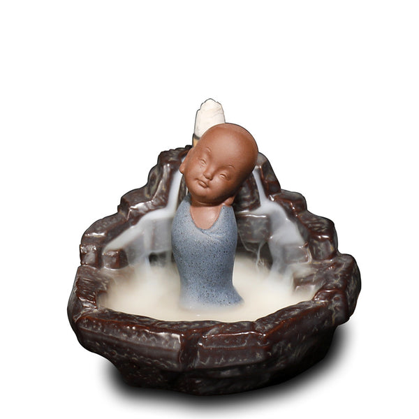 Ceramic Tathagata reflux aromatherapy stove, watch the little novice smoke reflux aromatherapy stove home handicraft ornament - Toy Collection
