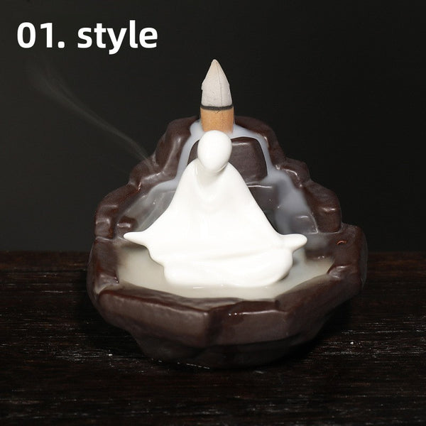Ceramic Tathagata reflux aromatherapy stove, watch the little novice smoke reflux aromatherapy stove home handicraft ornament - Toy Collection