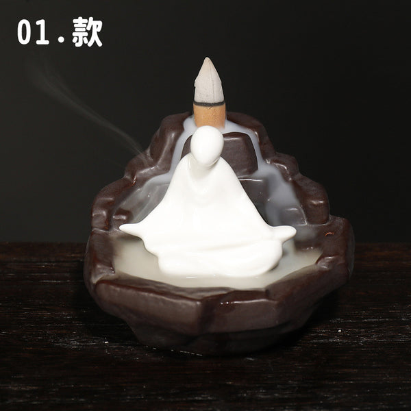 Ceramic Tathagata reflux aromatherapy stove, watch the little novice smoke reflux aromatherapy stove home handicraft ornament - Toy Collection