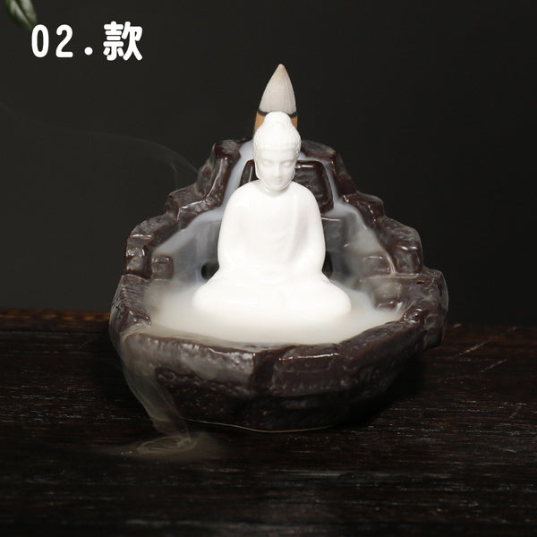 Ceramic Tathagata reflux aromatherapy stove, watch the little novice smoke reflux aromatherapy stove home handicraft ornament - Toy Collection