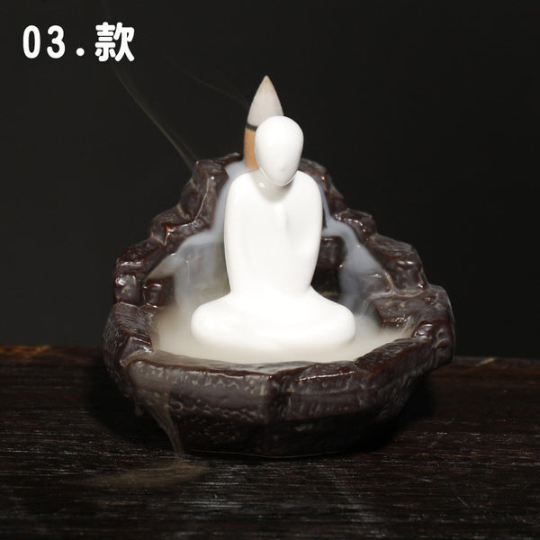 Ceramic Tathagata reflux aromatherapy stove, watch the little novice smoke reflux aromatherapy stove home handicraft ornament - Toy Collection