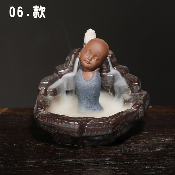 Ceramic Tathagata reflux aromatherapy stove, watch the little novice smoke reflux aromatherapy stove home handicraft ornament - Toy Collection