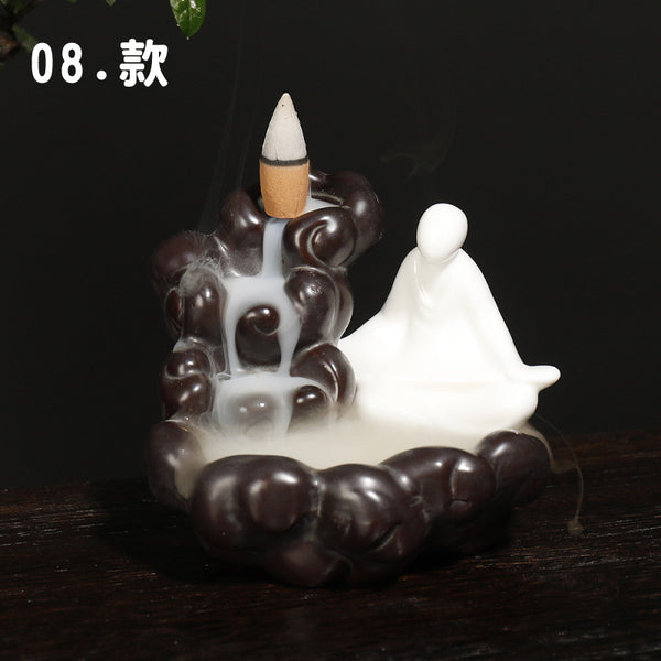 Ceramic Tathagata reflux aromatherapy stove, watch the little novice smoke reflux aromatherapy stove home handicraft ornament - Toy Collection