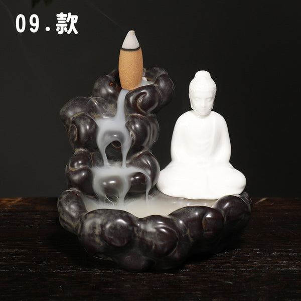 Ceramic Tathagata reflux aromatherapy stove, watch the little novice smoke reflux aromatherapy stove home handicraft ornament - Toy Collection