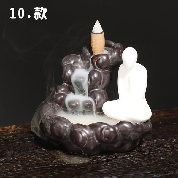 Ceramic Tathagata reflux aromatherapy stove, watch the little novice smoke reflux aromatherapy stove home handicraft ornament - Toy Collection