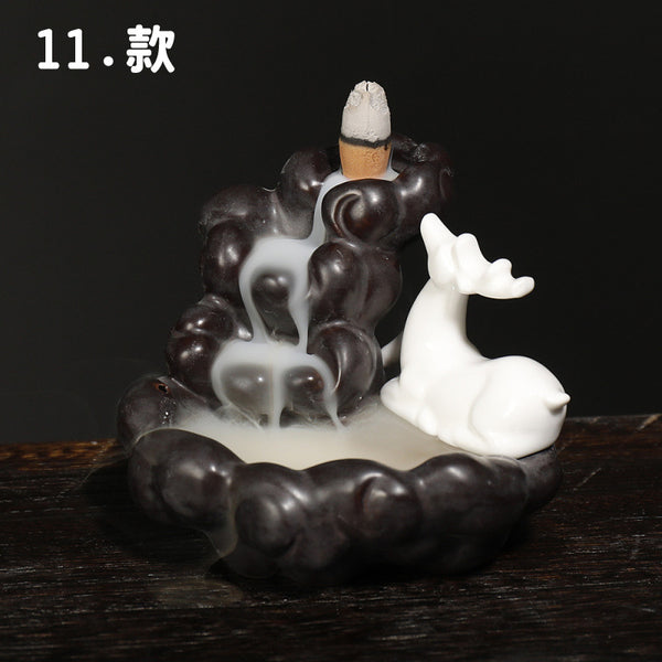 Ceramic Tathagata reflux aromatherapy stove, watch the little novice smoke reflux aromatherapy stove home handicraft ornament - Toy Collection