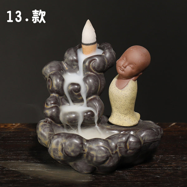 Ceramic Tathagata reflux aromatherapy stove, watch the little novice smoke reflux aromatherapy stove home handicraft ornament - Toy Collection