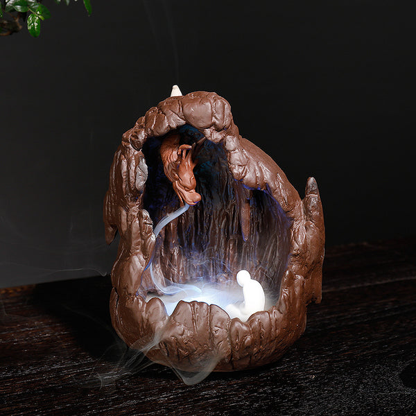 New purple sand backflow incense burner, creative large LED light, purple sand dragon zen home decoration original - Toy Collection