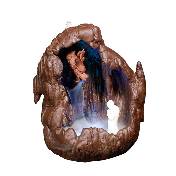 New purple sand backflow incense burner, creative large LED light, purple sand dragon zen home decoration original - Toy Collection