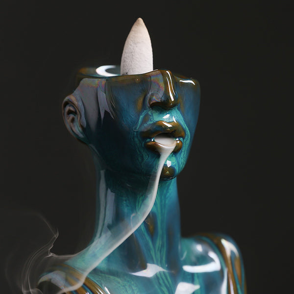 Ceramics, European and American beautiful women statues reflux incense burner, creative beauty, sandalwood smoke reflux incense burner, home decoration - Toy Collection
