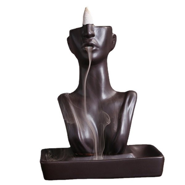 Ceramics, European and American beautiful women statues reflux incense burner, creative beauty, sandalwood smoke reflux incense burner, home decoration - Toy Collection