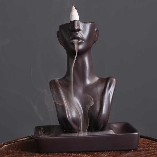 Ceramics, European and American beautiful women statues reflux incense burner, creative beauty, sandalwood smoke reflux incense burner, home decoration - Toy Collection
