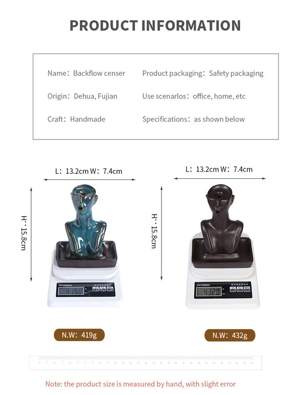 Ceramics, European and American beautiful women statues reflux incense burner, creative beauty, sandalwood smoke reflux incense burner, home decoration - Toy Collection