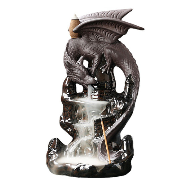 Ceramic Sandalwood Smoke Backflow Aromatherapy Furnace Home Ornament, Creative European Pterosaur Waterfall Backflow Aromatherapy Furnace - Toy Collection
