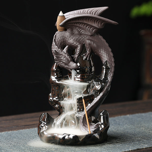 Ceramic Sandalwood Smoke Backflow Aromatherapy Furnace Home Ornament, Creative European Pterosaur Waterfall Backflow Aromatherapy Furnace - Toy Collection