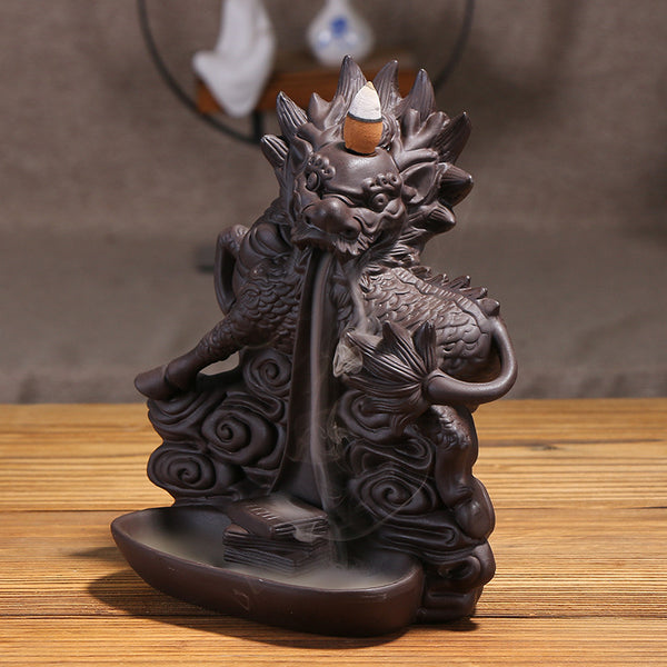 Backflow incense burner home decoration incense road utensils, unicorn purple sand smoke backflow aromatherapy burner original - Toy Collection