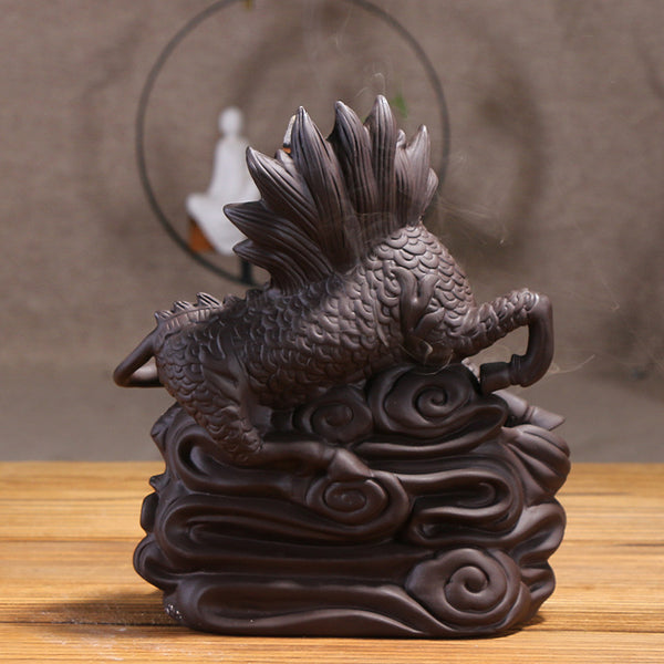 Backflow incense burner home decoration incense road utensils, unicorn purple sand smoke backflow aromatherapy burner original - Toy Collection