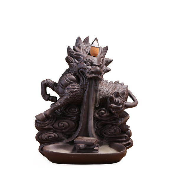 Backflow incense burner home decoration incense road utensils, unicorn purple sand smoke backflow aromatherapy burner original - Toy Collection
