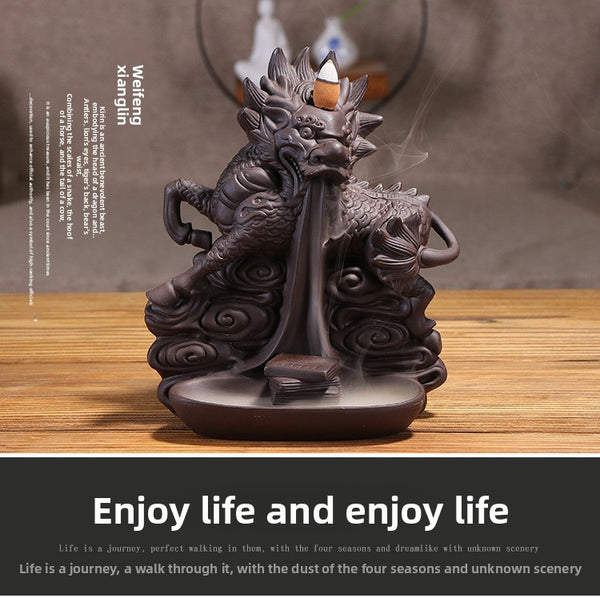 Backflow incense burner home decoration incense road utensils, unicorn purple sand smoke backflow aromatherapy burner original - Toy Collection