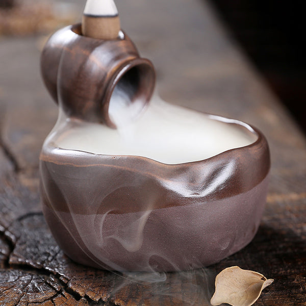 Ceramic backflow smoke ornamental aromatherapy burner, antique creative home jewelry gift return incense burner - Toy Collection