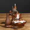 New ceramic backflow sandalwood burner, antique fish leaping lotus rose ornamental smoke backflow aromatherapy burner home ornament - Toy Collection
