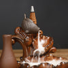 New ceramic backflow sandalwood burner, antique fish leaping lotus rose ornamental smoke backflow aromatherapy burner home ornament - Toy Collection