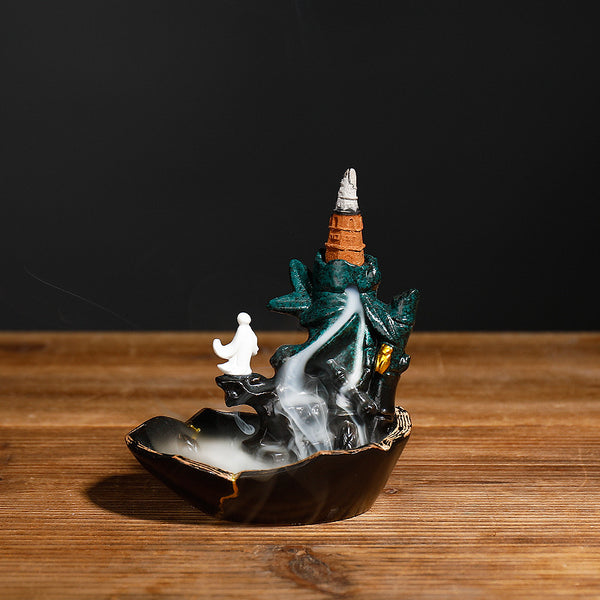 New Ceramic Smoke Backflow Aromatherapy Furnace, Creative Tiles Alpine Water Wenzhu Backflow Furnace Home Ornament - Toy Collection