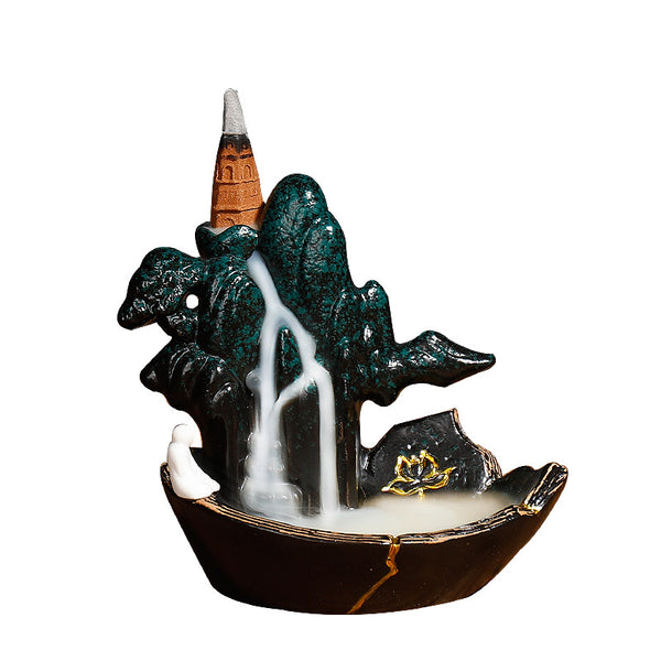 New Ceramic Smoke Backflow Aromatherapy Furnace, Creative Tiles Alpine Water Wenzhu Backflow Furnace Home Ornament - Toy Collection