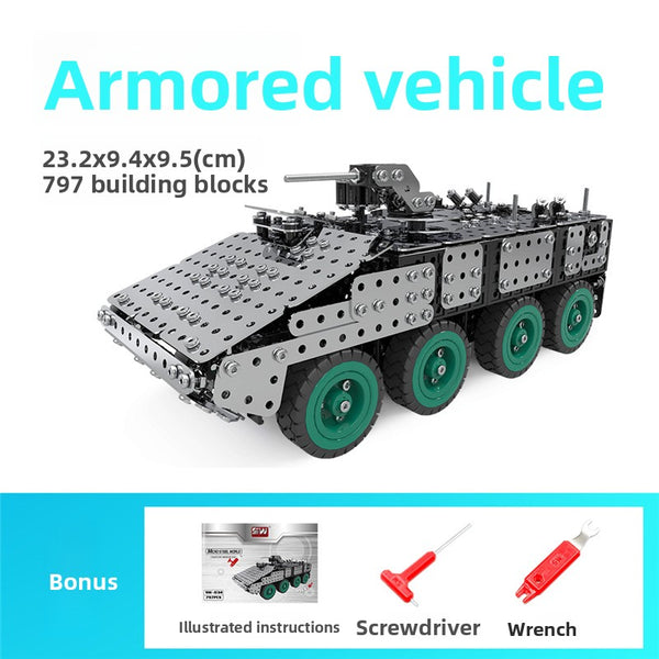 Building block assembly, adult, educational, over ten years old, children, toy tank, three-dimensional high-difficulty 3d metal, model warship