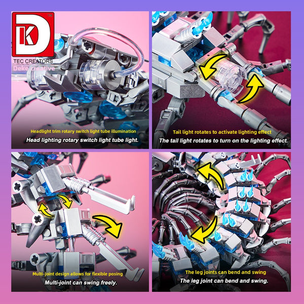 Mechanical centipede, light version spider, puzzle small particle assembly building block science and education assembly toy, gift