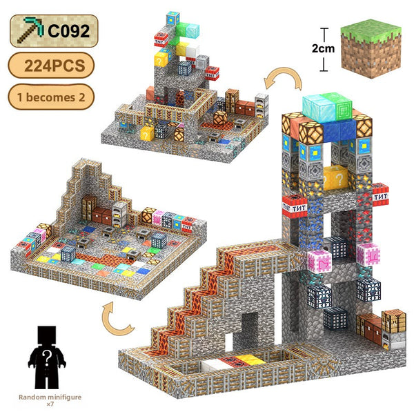 Magnetic building block assemble my world 2cm, six-sided magnetic square children's puzzle building block