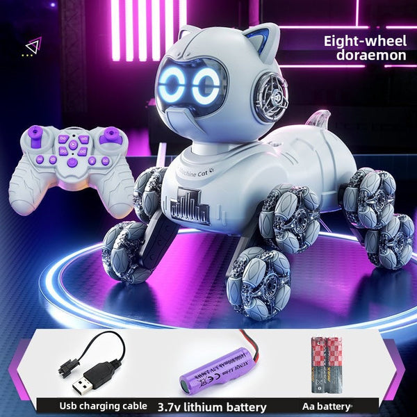 Popular children's toys mechanical cat intelligent eight-wheeled stunts cool remote control car drift deformation robot cat - Toy Collection