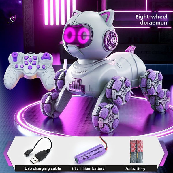 Popular children's toys mechanical cat intelligent eight-wheeled stunts cool remote control car drift deformation robot cat - Toy Collection