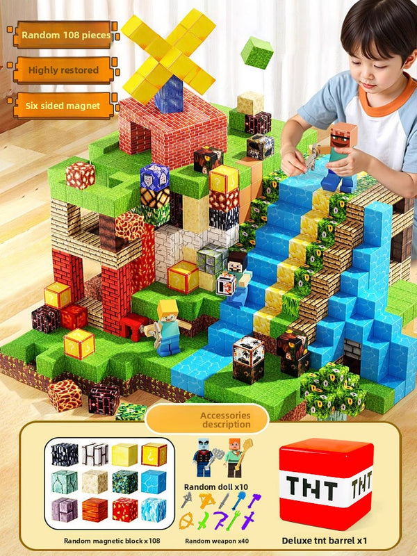 Minecraft magnetic block TNT magnet magnetic iron building block mini educational children toy boy