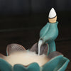 Dust ceramic smoke backflow aromatherapy stove, creative LED colorful lamp lotus backflow sandalwood stove craft ornament - Toy Collection