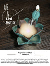 Dust ceramic smoke backflow aromatherapy stove, creative LED colorful lamp lotus backflow sandalwood stove craft ornament - Toy Collection