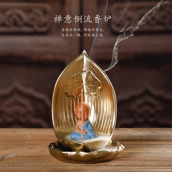 Original ceramic little gossip lion insert incense burner pan incense, gilt porcelain incense insert new Buddhist hall supplies - Toy Collection